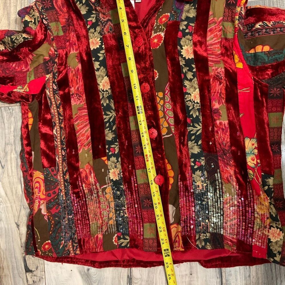 Vintage Coldwater Creek Velvet patchwork jacket size large - Picture 13 of 13
